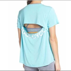 SoulCycle Open Back Short Sleeve Light Teal Activewear T-Shirt Women's XS NWT